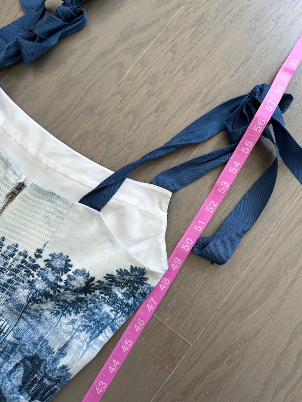 Alice + Olivia Rosalee Chateau Toile De Jouy Blue White Maxi Dress Tie Corset 2 - Picture 8 of 13